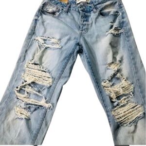 Garage San Diego Raw HemBoyfriend Jeans Distressed Denim Size 03 XS NWT